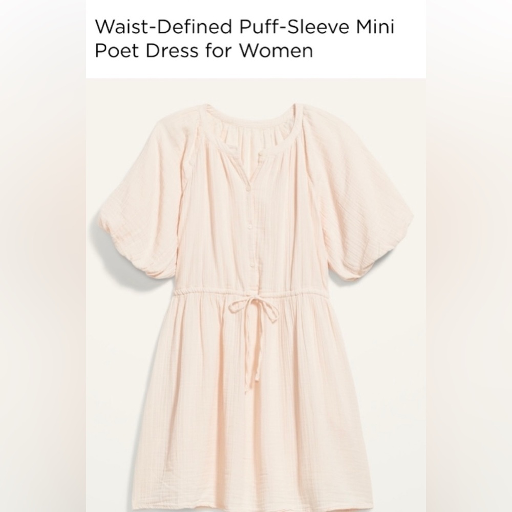 Apricot cotton mini dress with pockets - Picture 2 of 6